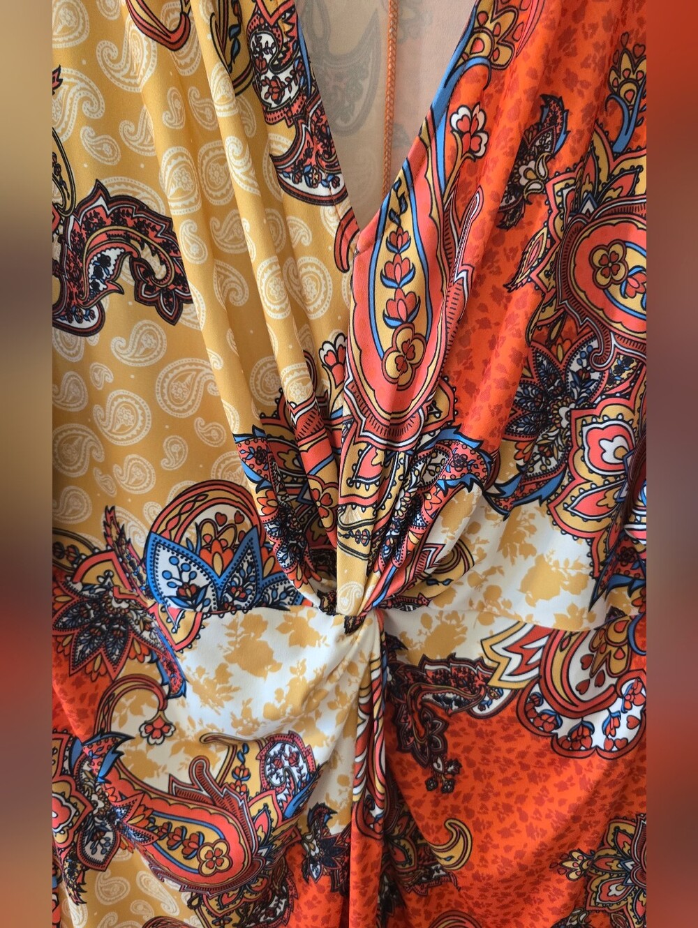 Vibrant Venus Maxi Dress Paisley Twisted Waist Spit Hem Size:XL - Picture 8 of 11
